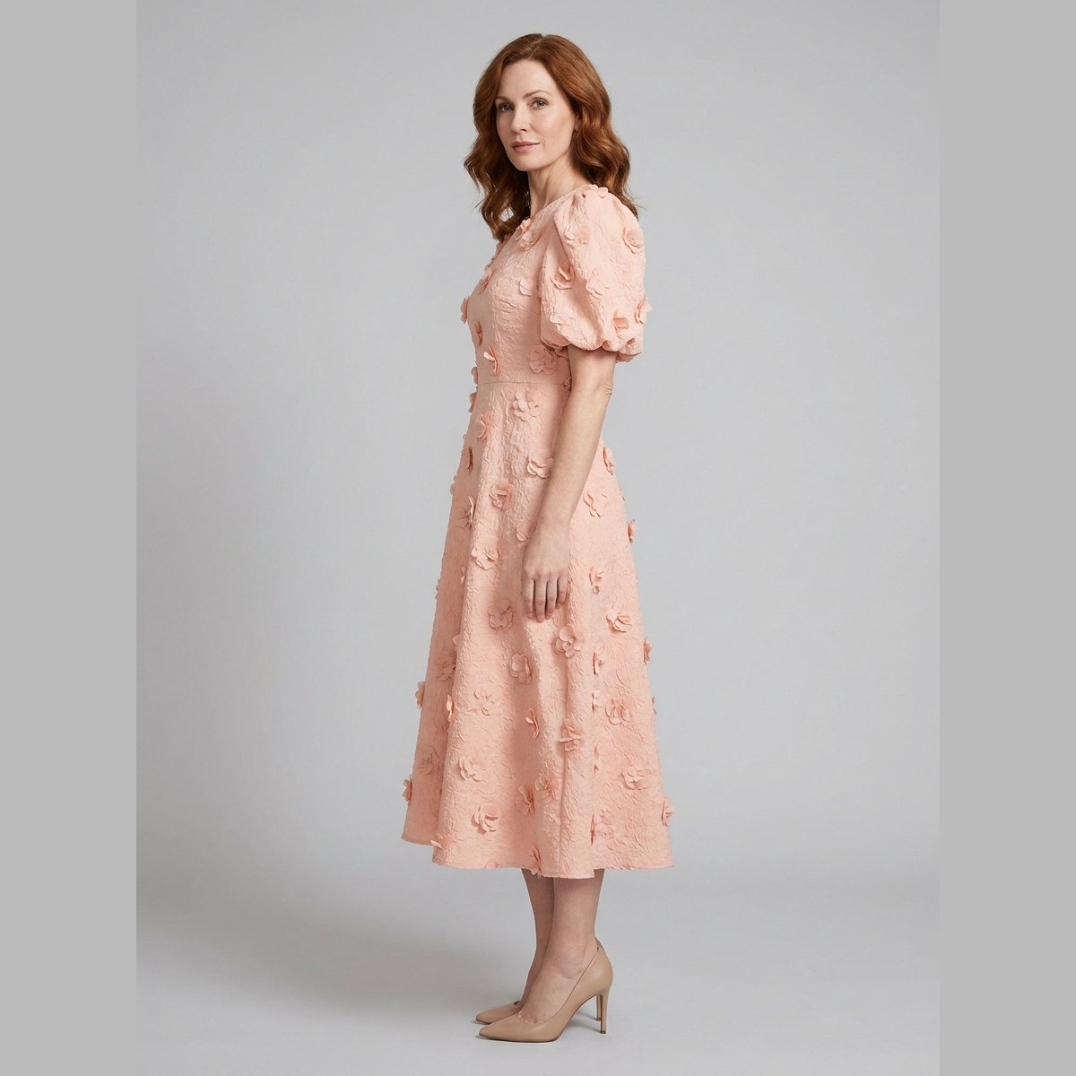 Dara Floral Midi Dress | Lightweight, Puff Sleeves, Wedding Guest Dresses