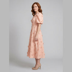 Dara Floral Midi Dress | Lightweight, Puff Sleeves, Wedding Guest Dresses