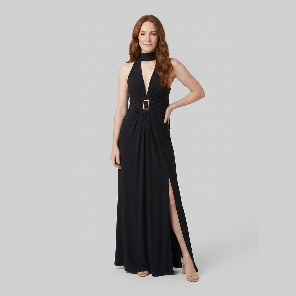 Dara | Maxi Dress Halter Neck, Slim Fit, High Side Slit