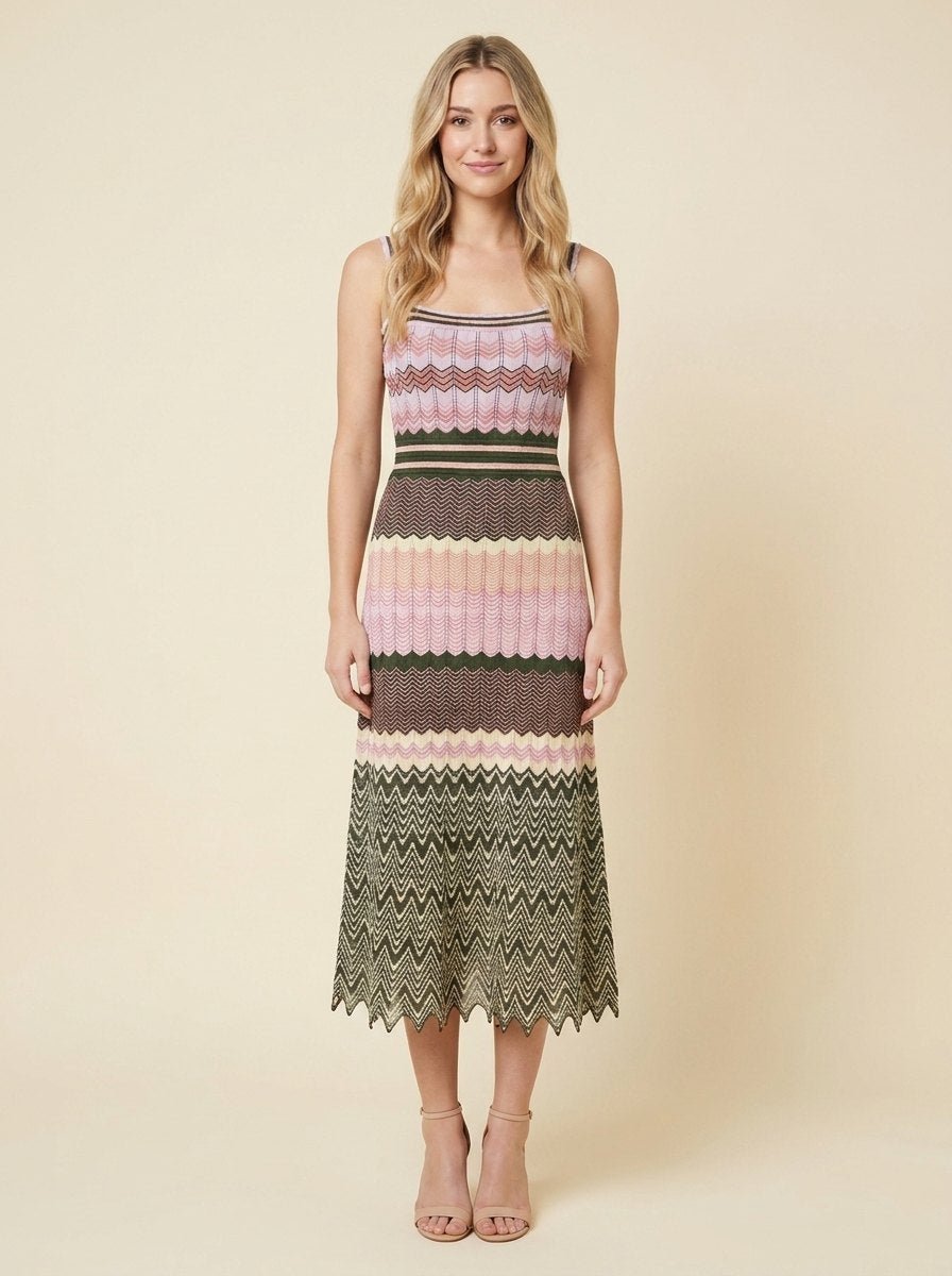 Dara | Midi Dress Contrast-Color, Viscose, Sleeveless Summer Dress
