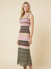 Dara | Midi Dress Contrast-Color, Viscose, Sleeveless Summer Dress