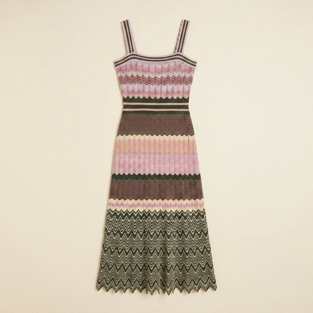 Dara | Midi Dress Contrast-Color, Viscose, Sleeveless Summer Dress