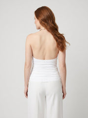Dare | Cowl Halter Neck Top Metallic Backless Design, Relaxed Fit