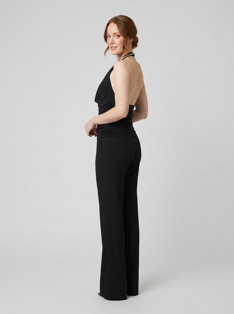 Dare | Cowl Halter Neck Top Metallic Backless Design, Relaxed Fit