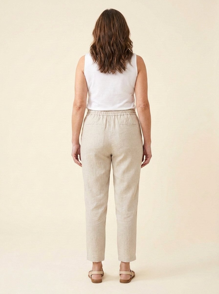 Dazzle | Linen Pants Women Relaxed Fit, White Ankle Length
