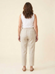 Dazzle | Linen Pants Women Relaxed Fit, White Ankle Length