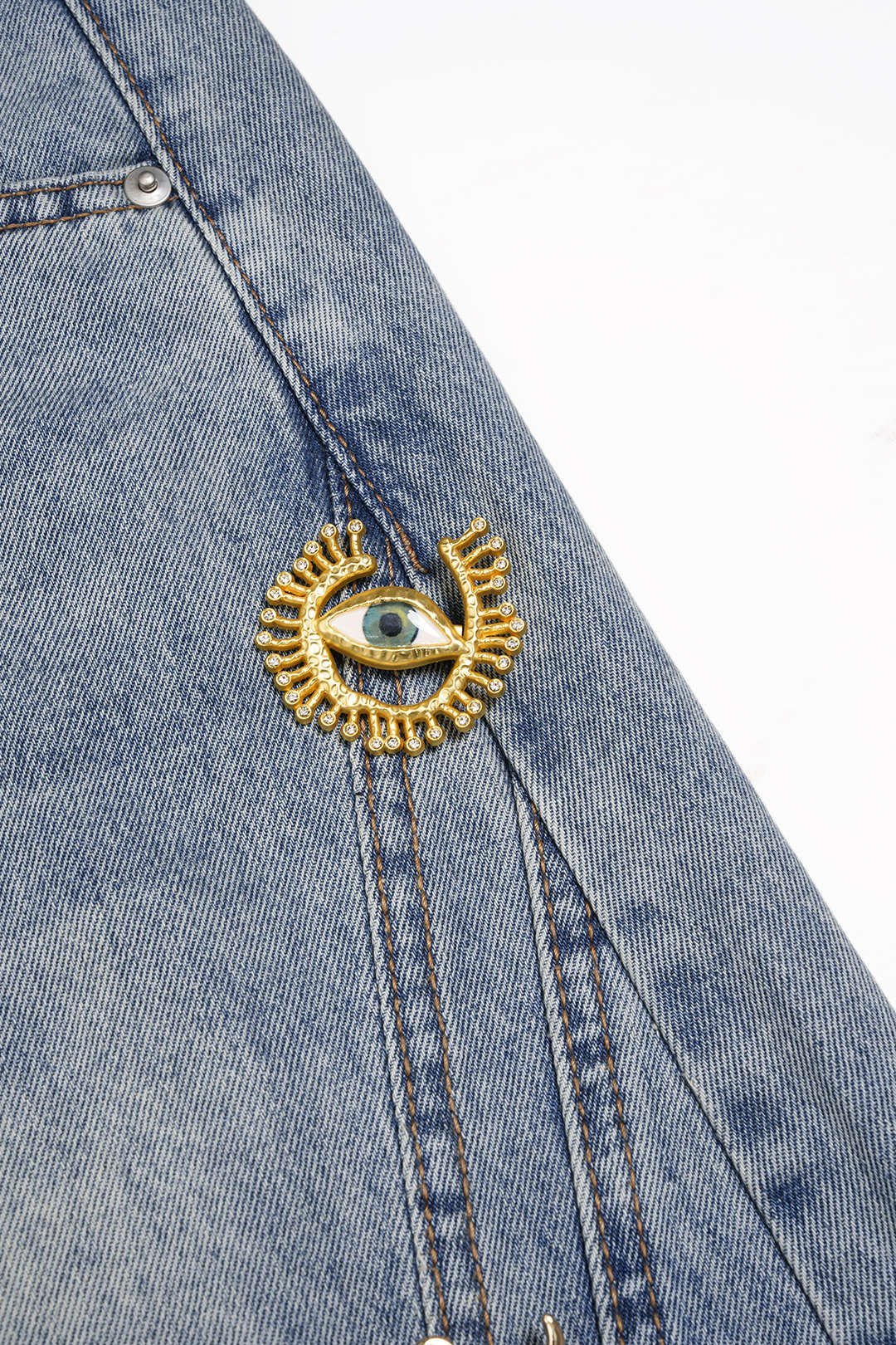 Dazzle | Wide Leg Jeans Denim with Metallic Decor