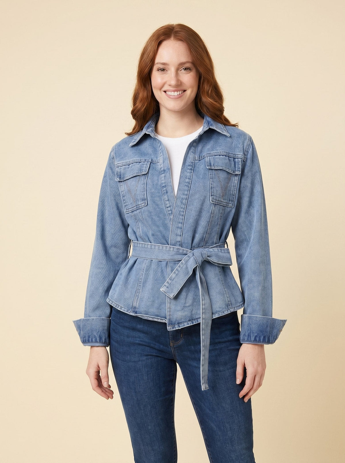 Denim | Tie-Up Long Sleeve Shirt