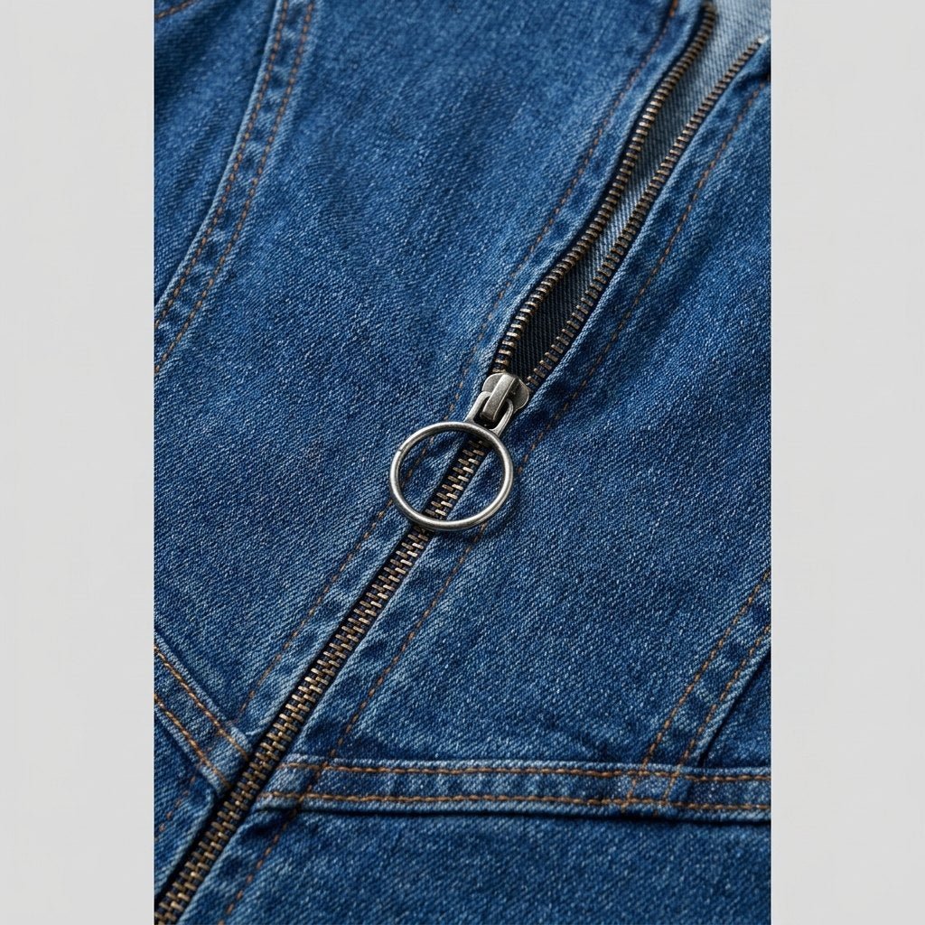 Diva | Denim Jumpsuit Fitted, V-Neck, Flared Legs