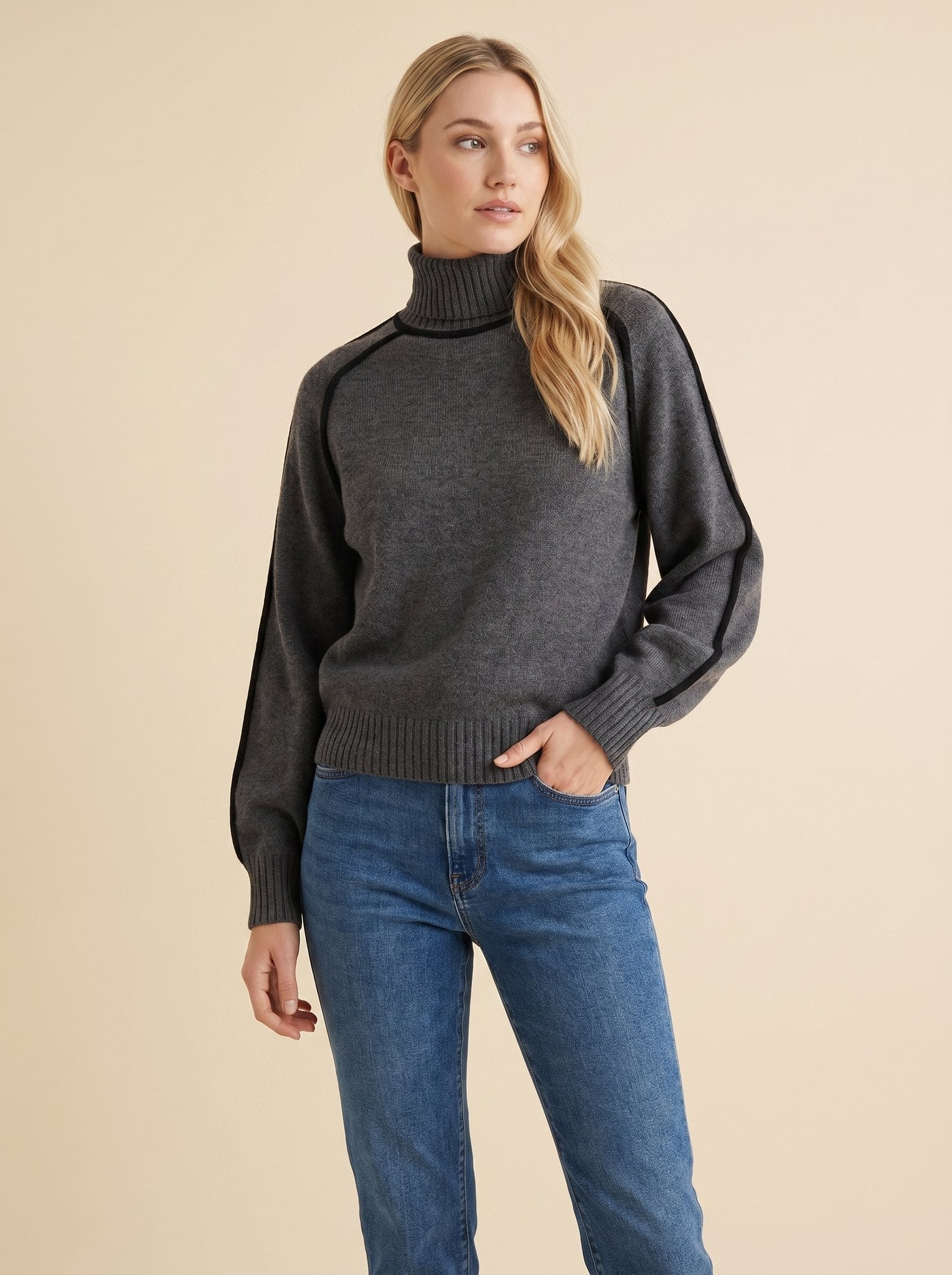 Dora | Stylish striped turtleneck sweater