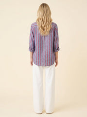 Eli | Women's Top Italian Linen, Relaxed Fit, Textured Stripe Design