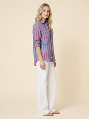 Eli | Women's Top Italian Linen, Relaxed Fit, Textured Stripe Design