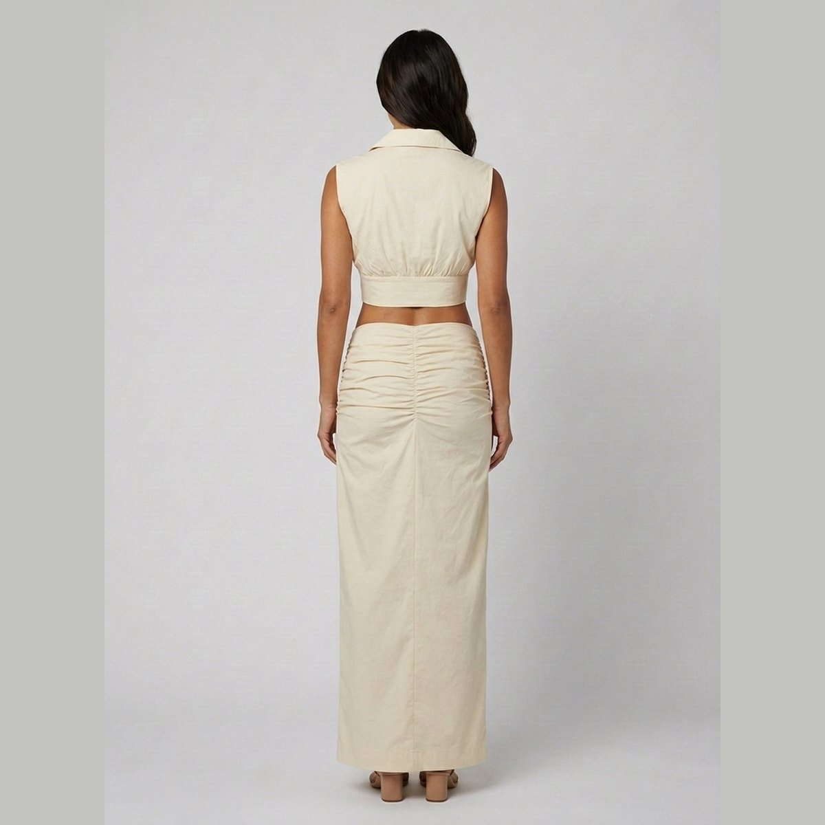 Elysia | Women's Co Ord Set Elegant Two Piece Maxi Skirt and Crop Top with Ruffles