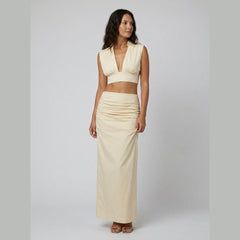 Elysia | Women's Co Ord Set Elegant Two Piece Maxi Skirt and Crop Top with Ruffles