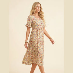 Elysia | Womens Dress Floral Print, Mid-Length Summer Wedding Guest Dresses