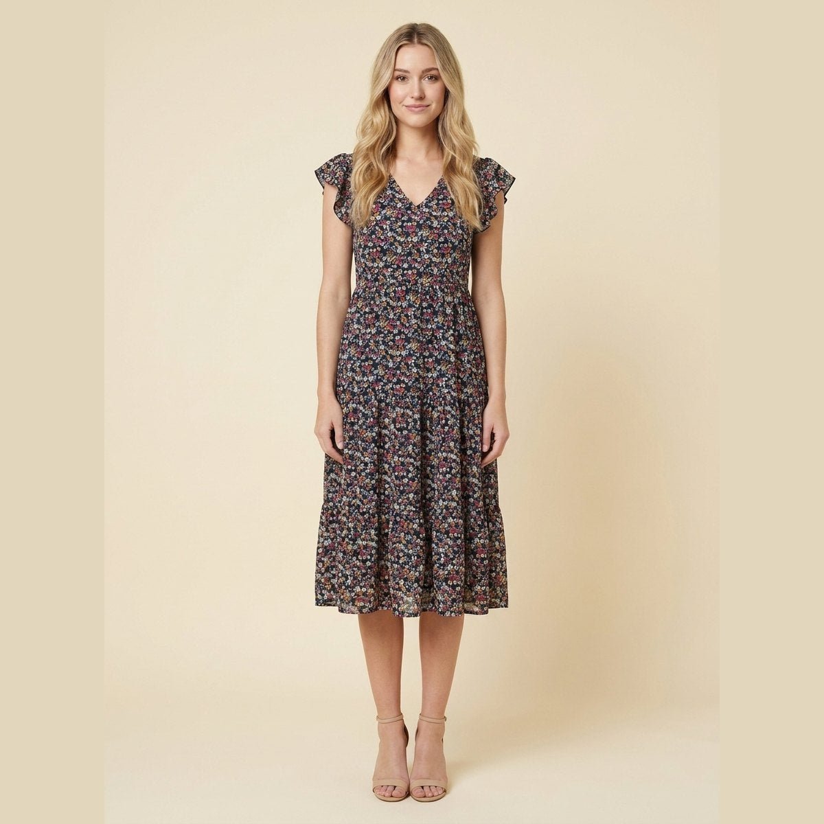 Elysia | Womens Dress Floral Print, Mid-Length Summer Wedding Guest Dresses
