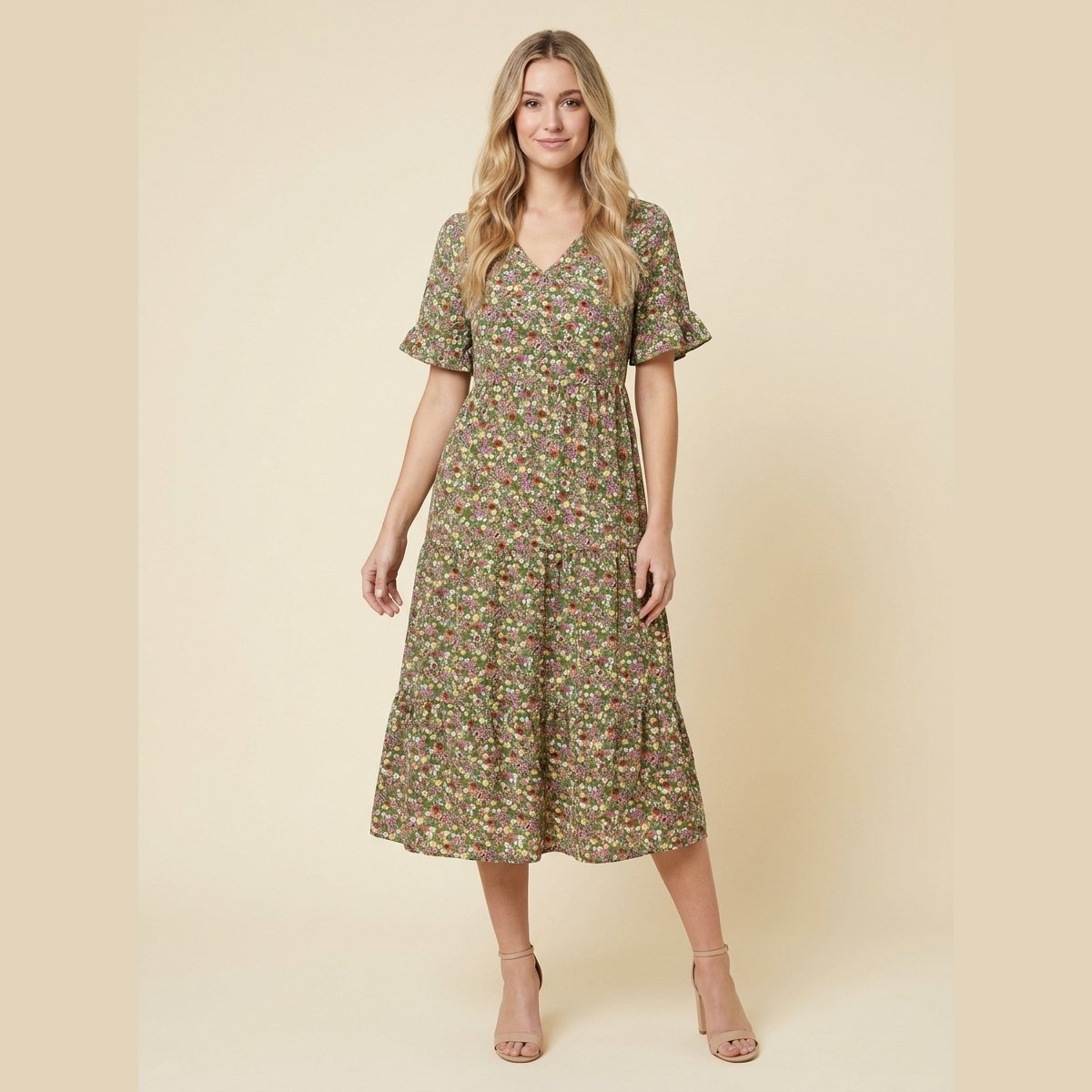 Elysia | Womens Dress Floral Print, Mid-Length Summer Wedding Guest Dresses
