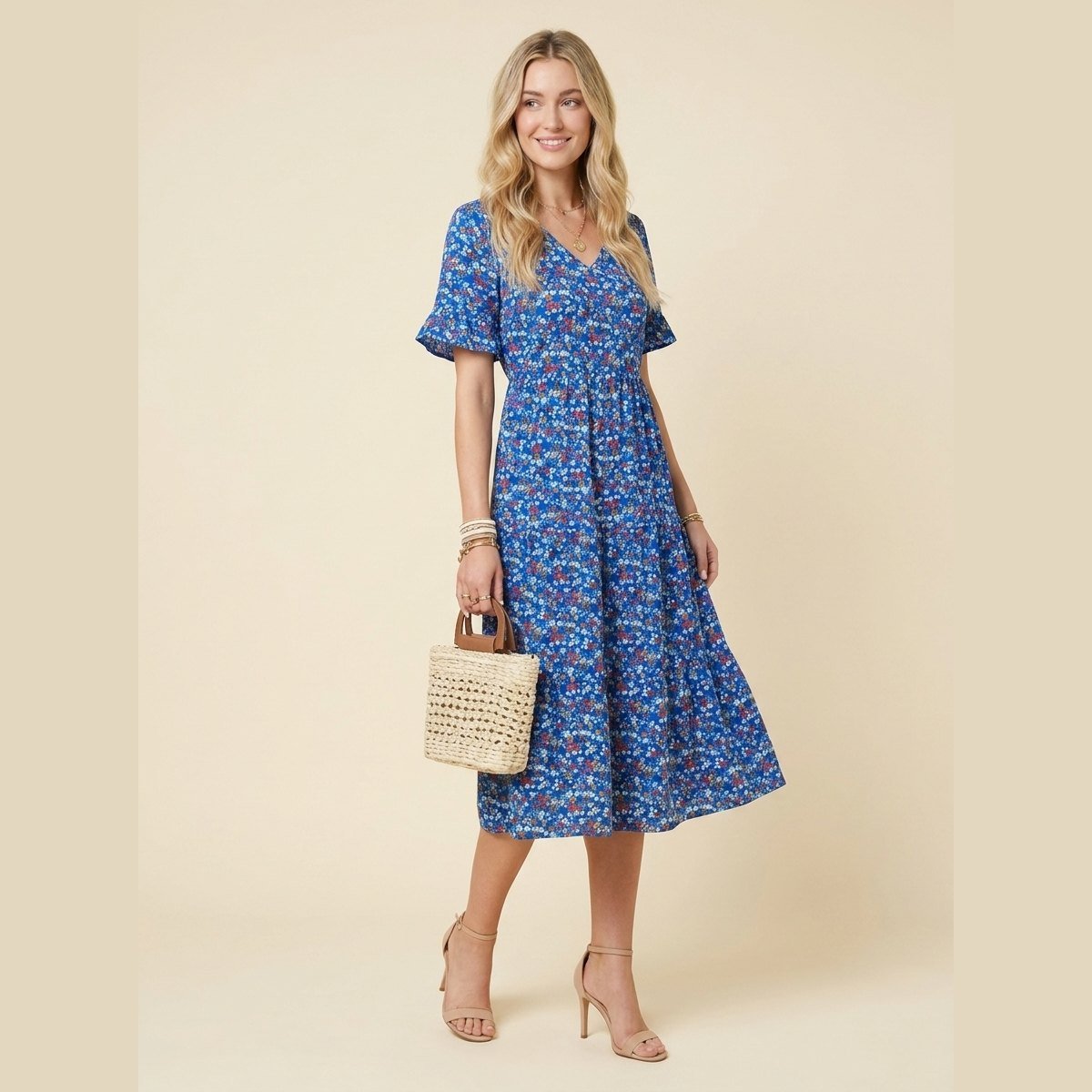 Elysia | Womens Dress Floral Print, Mid-Length Summer Wedding Guest Dresses