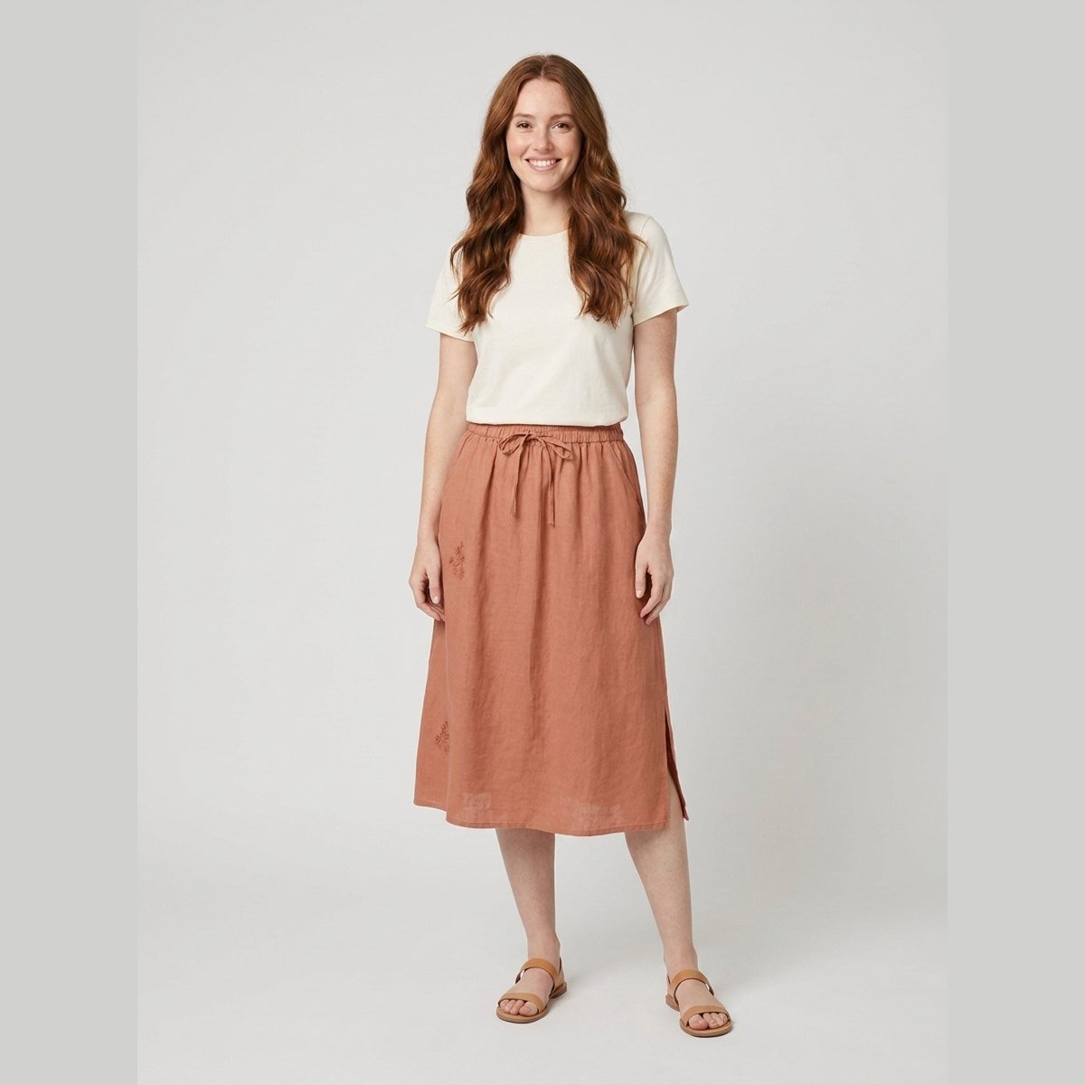 Elysia | Organic Linen Skirt, A-Line Design, Knee-Length