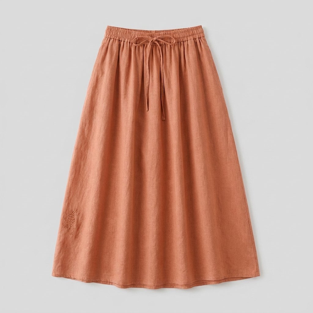 Elysia | Organic Linen Skirt, A-Line Design, Knee-Length