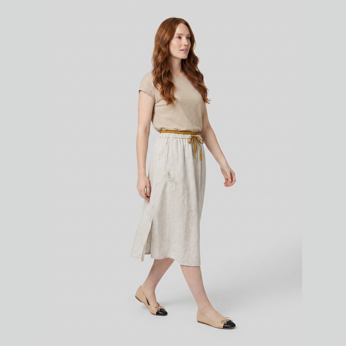 Elysia | Organic Linen Skirt, A-Line Design, Knee-Length