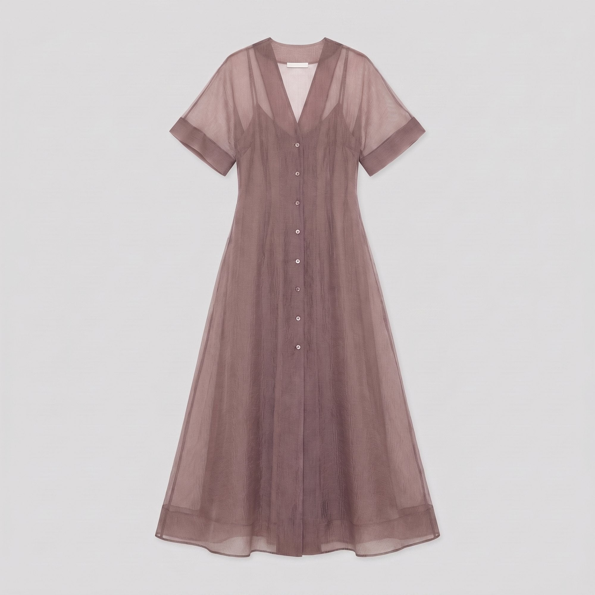 Elysia Midi Dress | Organza A-Line, Button Closure for Weddings and Cocktail Events