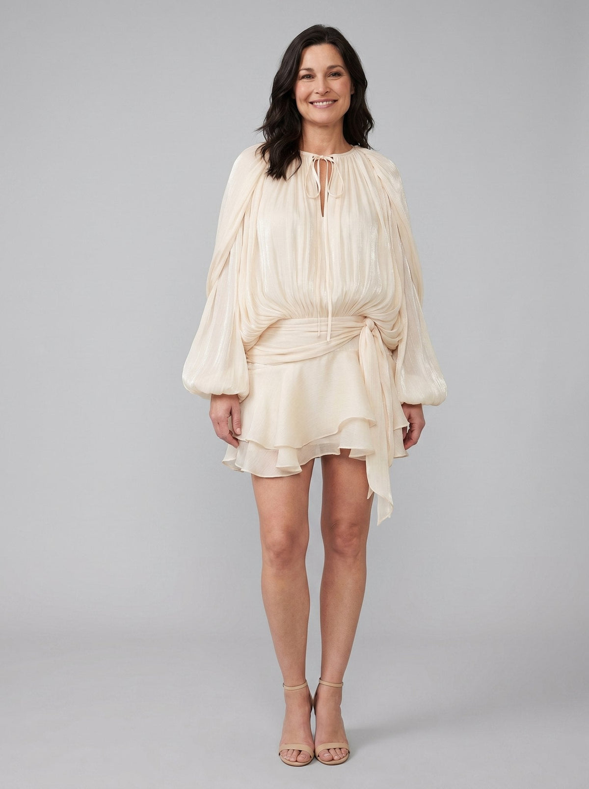 Elysia | Womens Dress Fully Pleated Mini Cocktail Dress with Ruffled Hem