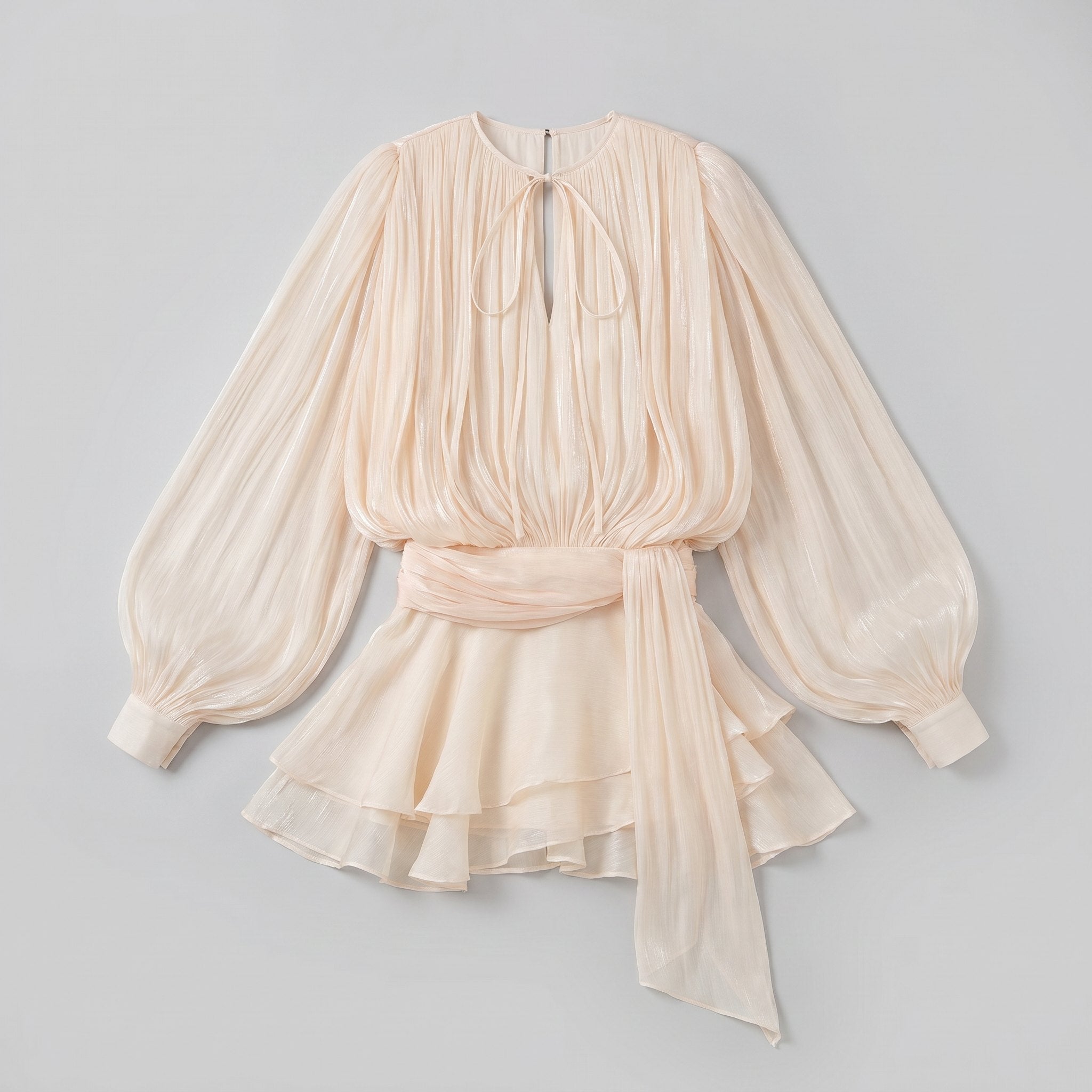 Elysia | Womens Dress Fully Pleated Mini Cocktail Dress with Ruffled Hem