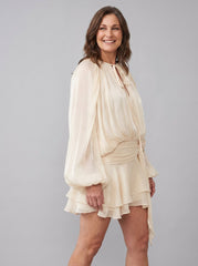 Elysia | Womens Dress Fully Pleated Mini Cocktail Dress with Ruffled Hem