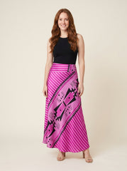 Elysian Maxi Skirt | Satin, Geometric Print for Women, Ankle-Length Long Skirt