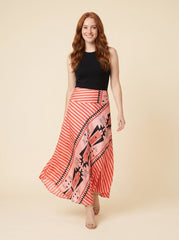 Elysian Maxi Skirt | Satin, Geometric Print for Women, Ankle-Length Long Skirt
