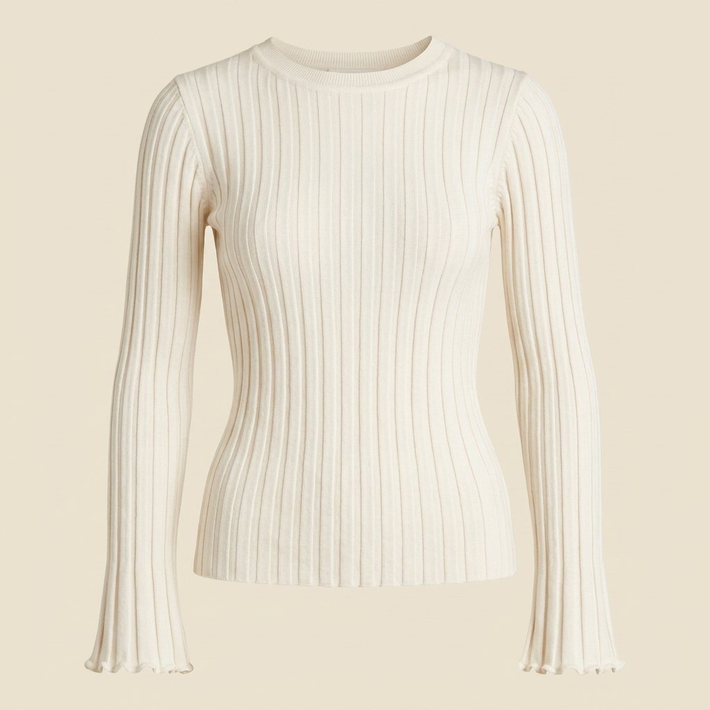 Emie Daly Ruffle Knit Long Sleeve Shirt