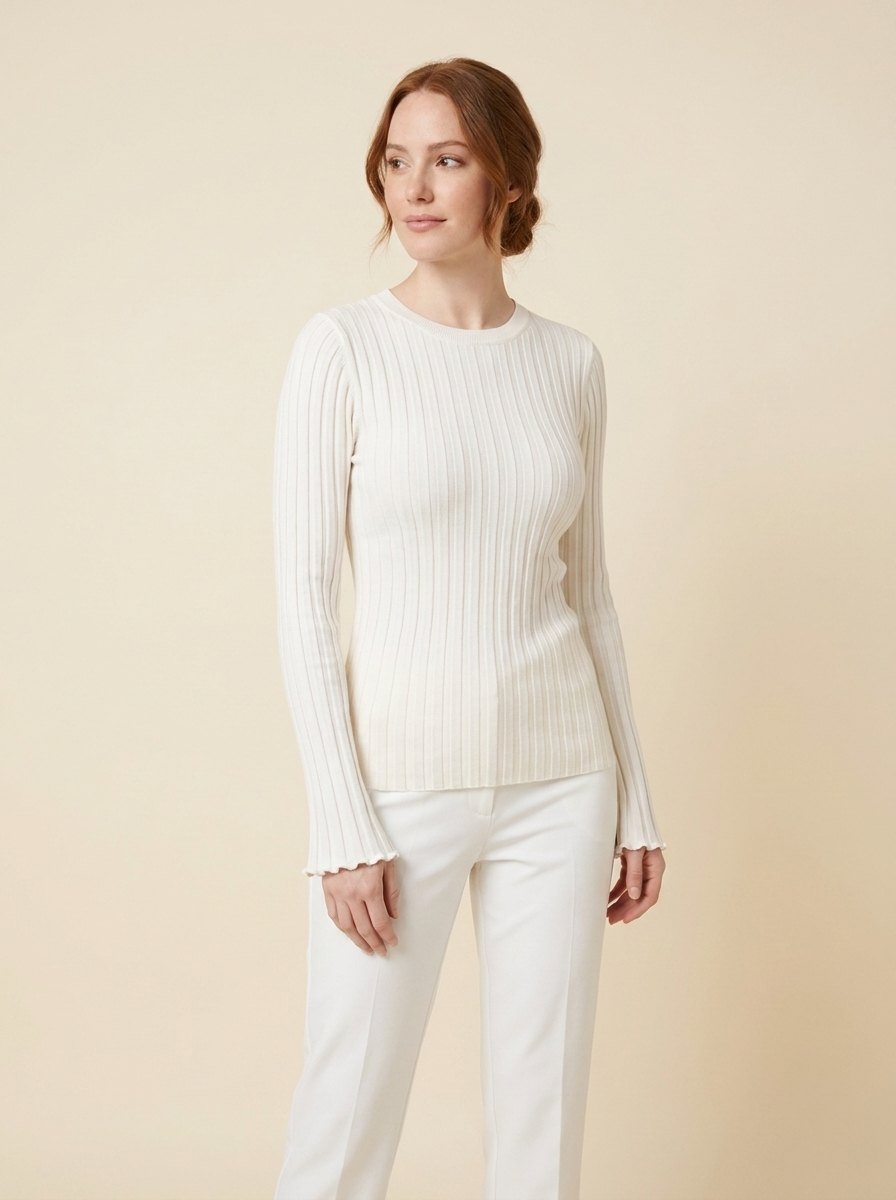 Emie Daly Ruffle Knit Long Sleeve Shirt