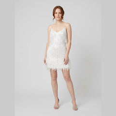 Felicity | Party Dress Sequin Embellished, Feather Hem, Spaghetti Strap