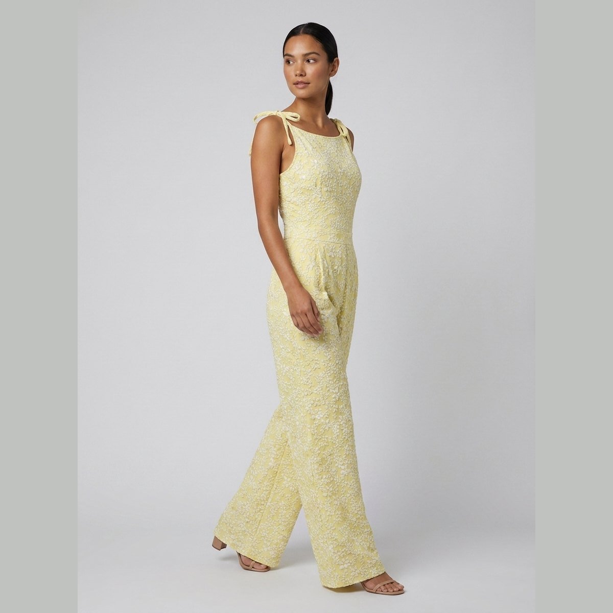 Fiora | Jumpsuit Women Textured, Elegant Sleeveless with Bow Detail