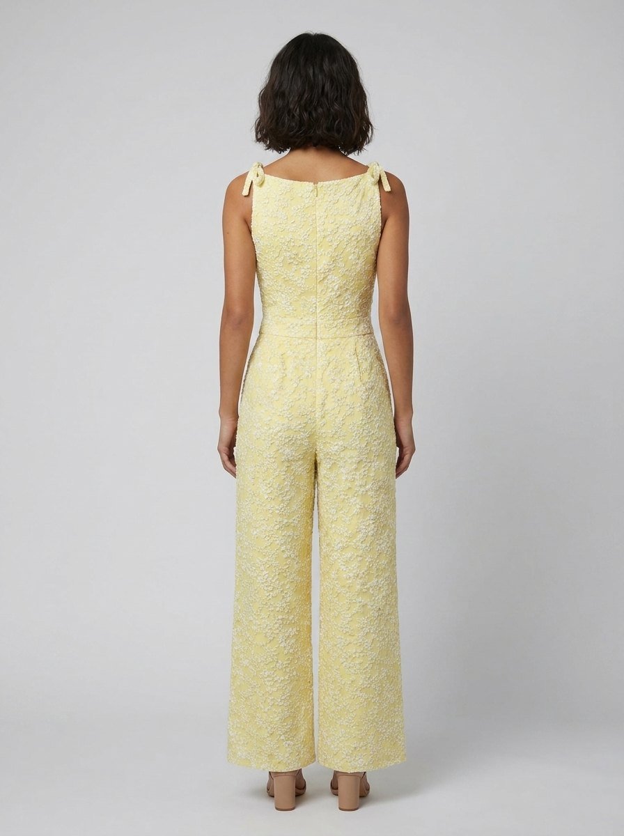 Fiora | Jumpsuit Women Textured, Elegant Sleeveless with Bow Detail