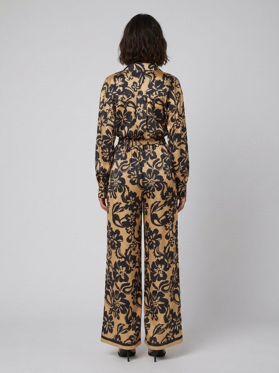 Fiora Jumpsuit Women | Elegant Wide-Leg, Button-Down, Elastic Waist
