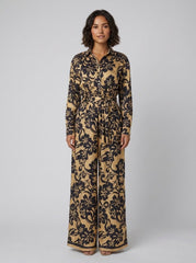 Fiora Jumpsuit Women | Elegant Wide-Leg, Button-Down, Elastic Waist