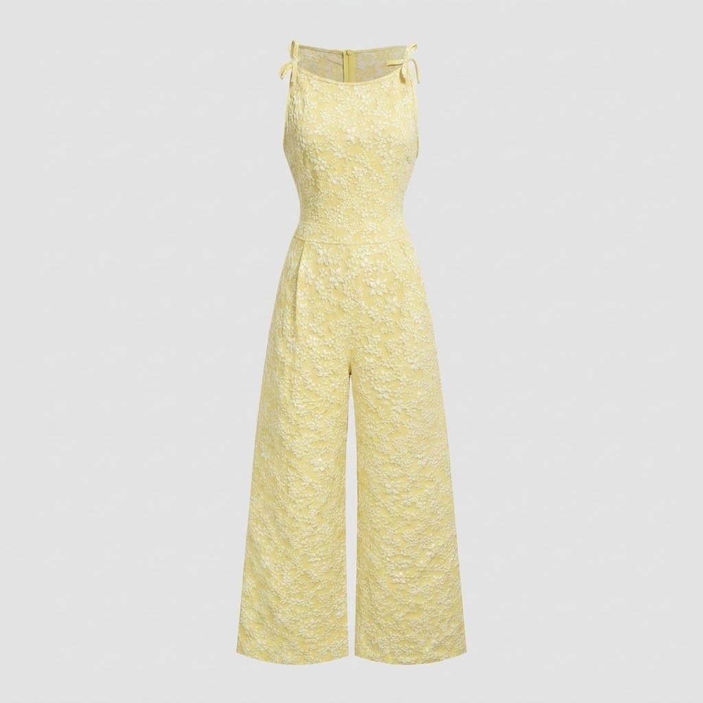 Fiora | Jumpsuit Women Textured, Elegant Sleeveless with Bow Detail