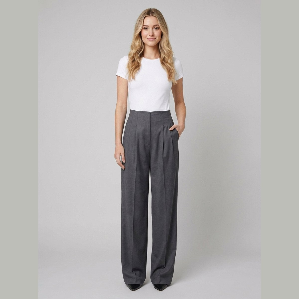 Fiora | Wide Leg Trousers Cotton, High-Waisted, Elastic Waist