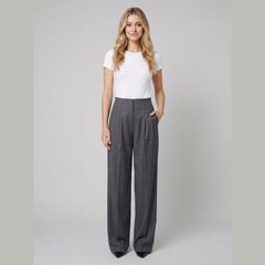 Fiora | Wide Leg Trousers Cotton, High-Waisted, Elastic Waist