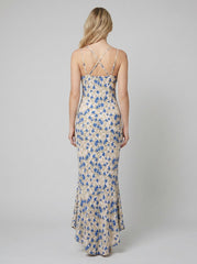 Fleur | Maxi Dress Floral Print, Irregular Hem, Rayon