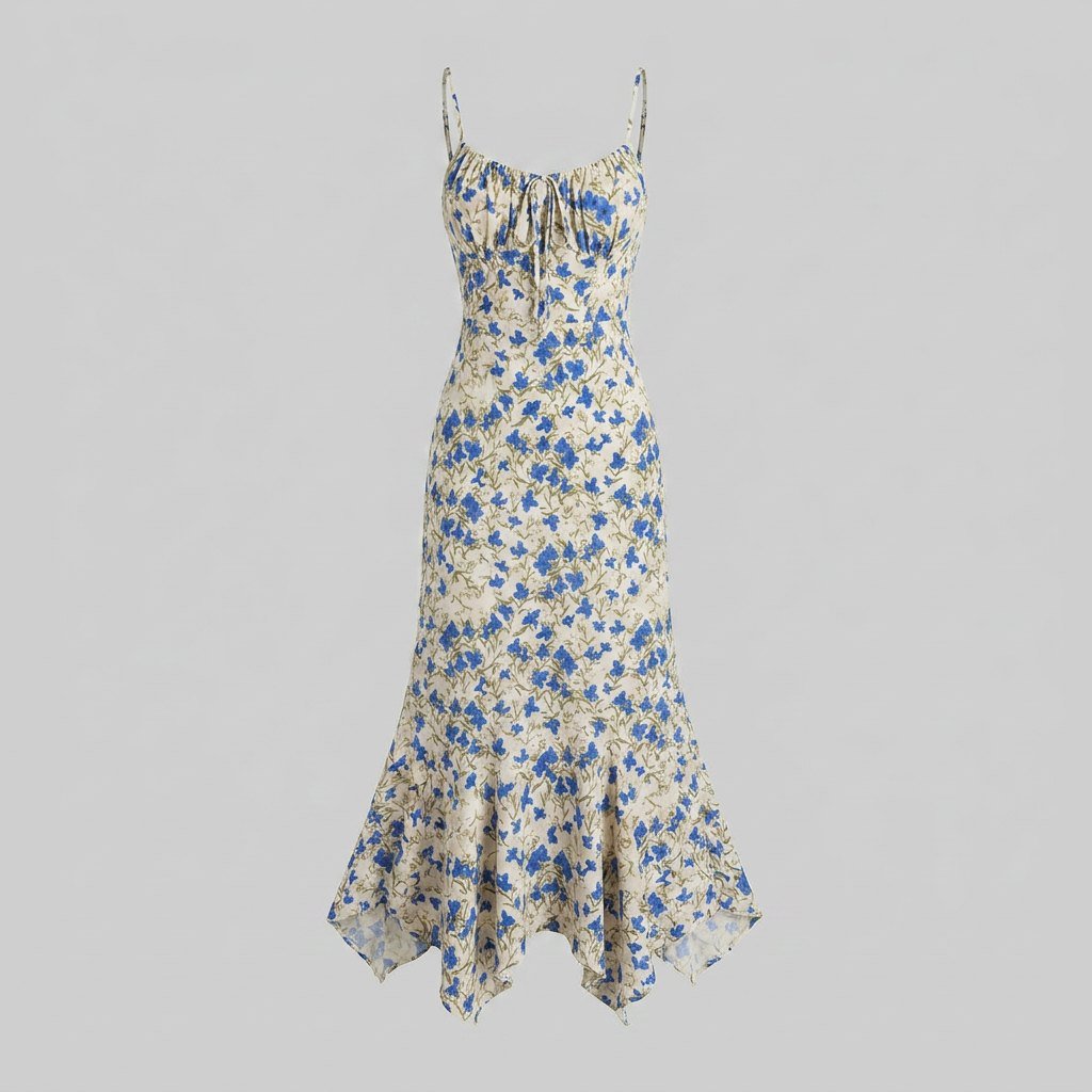 Fleur | Maxi Dress Floral Print, Irregular Hem, Rayon