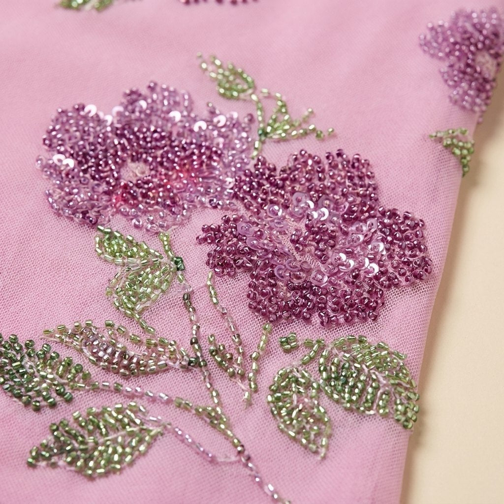 Gala Mini Dress | Embellished Floral Mesh, Adjustable Halterneck