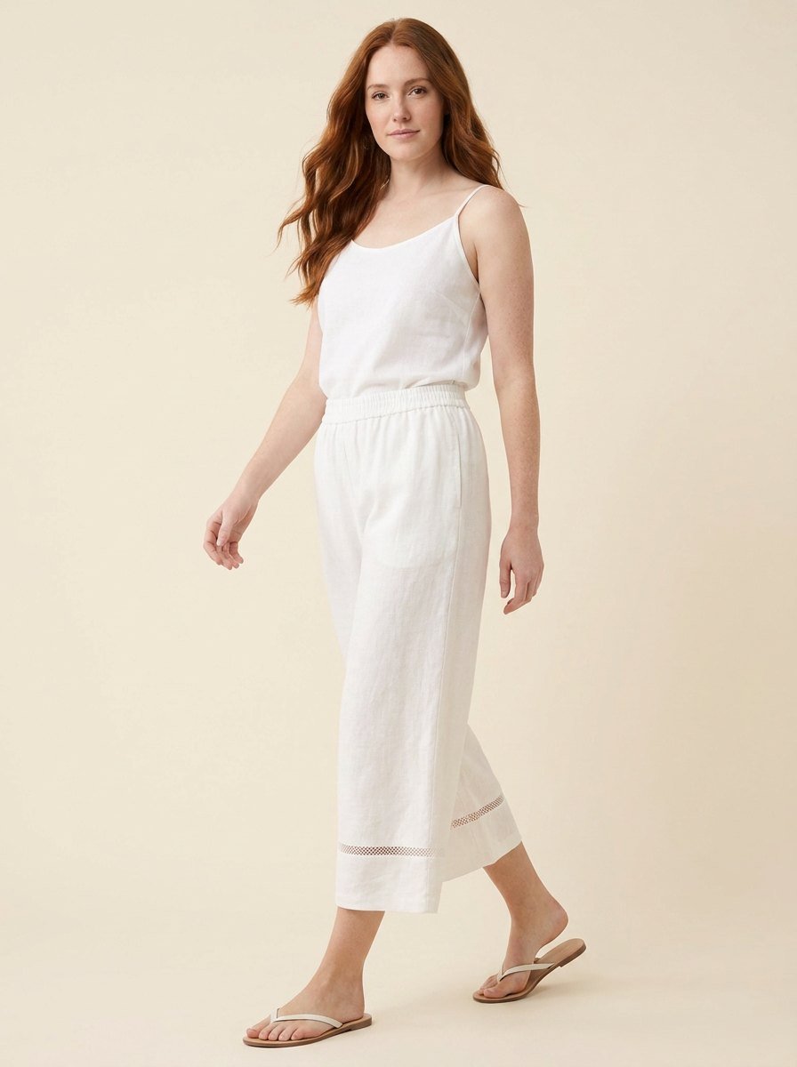 Gillian Cropped Trousers | Linen, Relaxed Fit, Ankle-Length