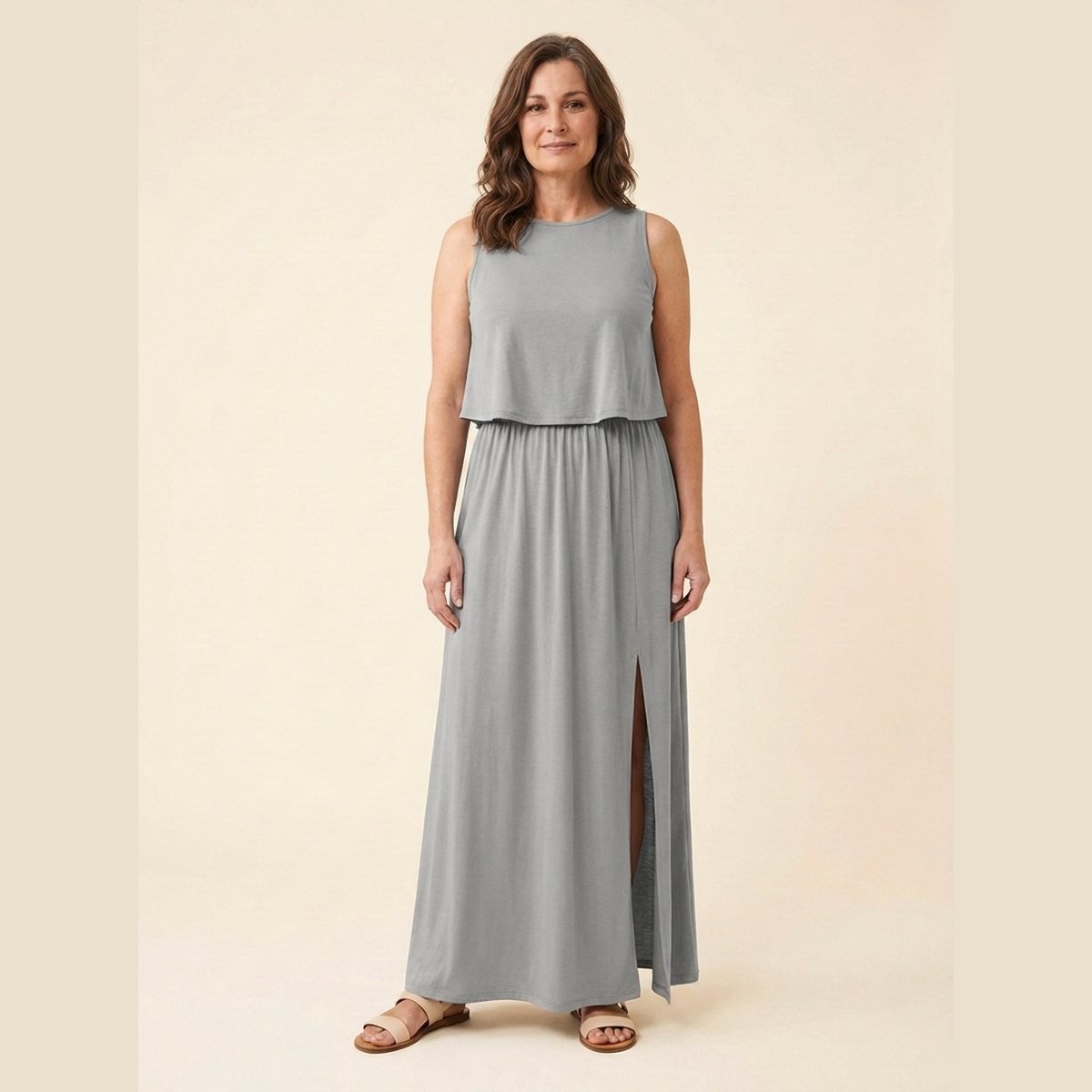 Giselle | Maxi Dress Loose Fit, Cotton Blend, Sleeveless Long Dress for Women