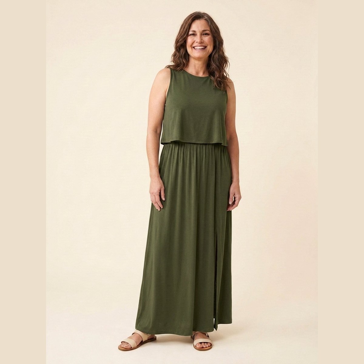 Giselle | Maxi Dress Loose Fit, Cotton Blend, Sleeveless Long Dress for Women