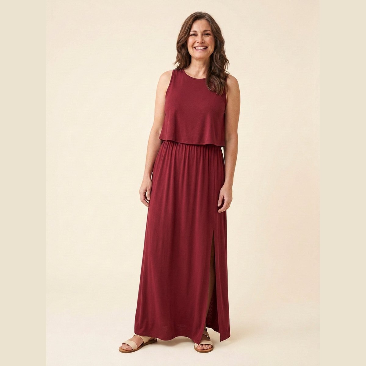 Giselle | Maxi Dress Loose Fit, Cotton Blend, Sleeveless Long Dress for Women