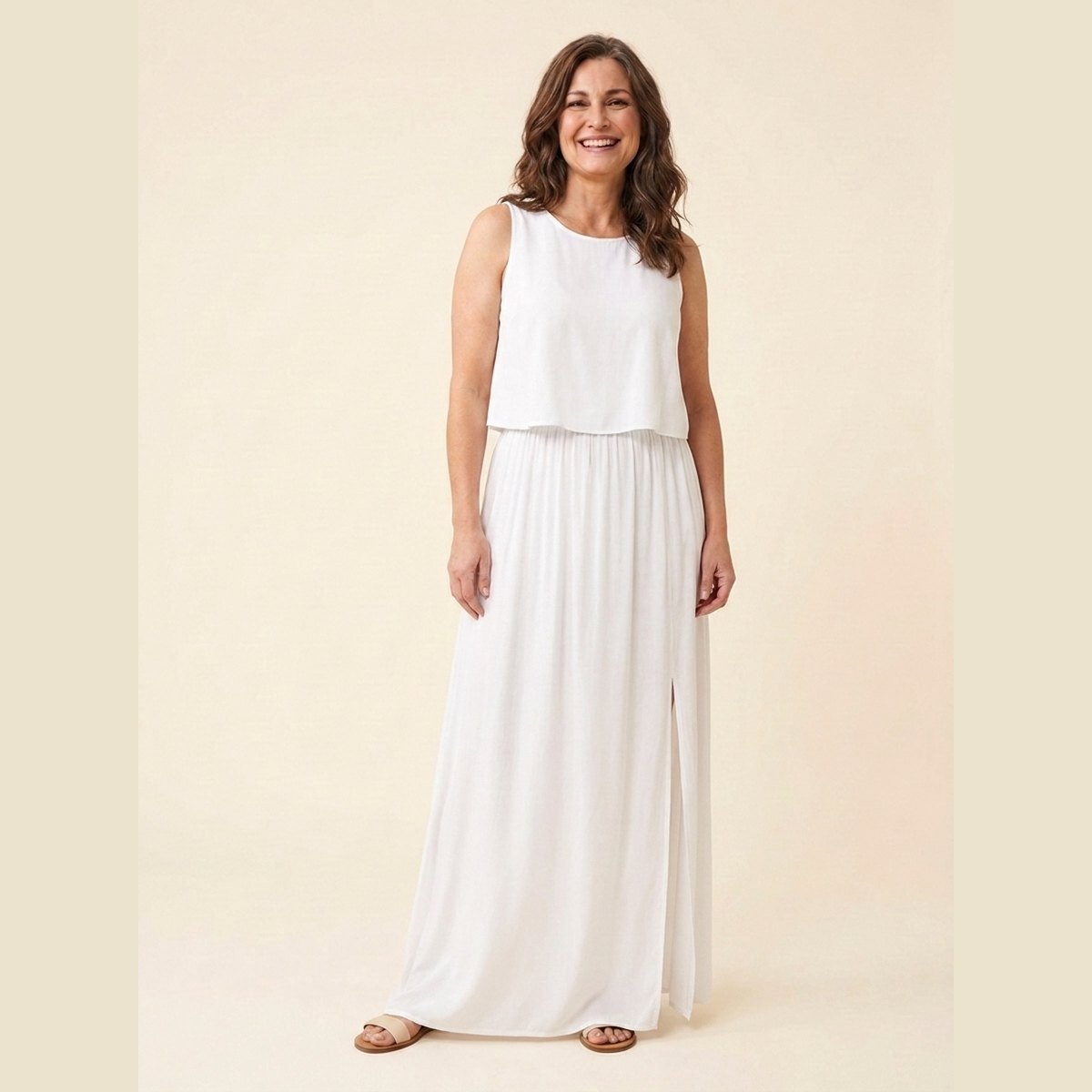 Giselle | Maxi Dress Loose Fit, Cotton Blend, Sleeveless Long Dress for Women
