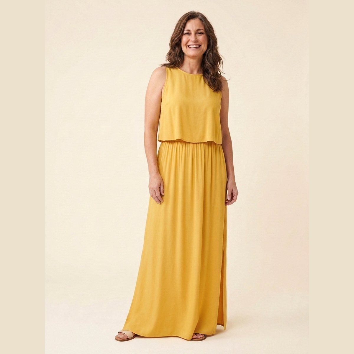 Giselle | Maxi Dress Loose Fit, Cotton Blend, Sleeveless Long Dress for Women